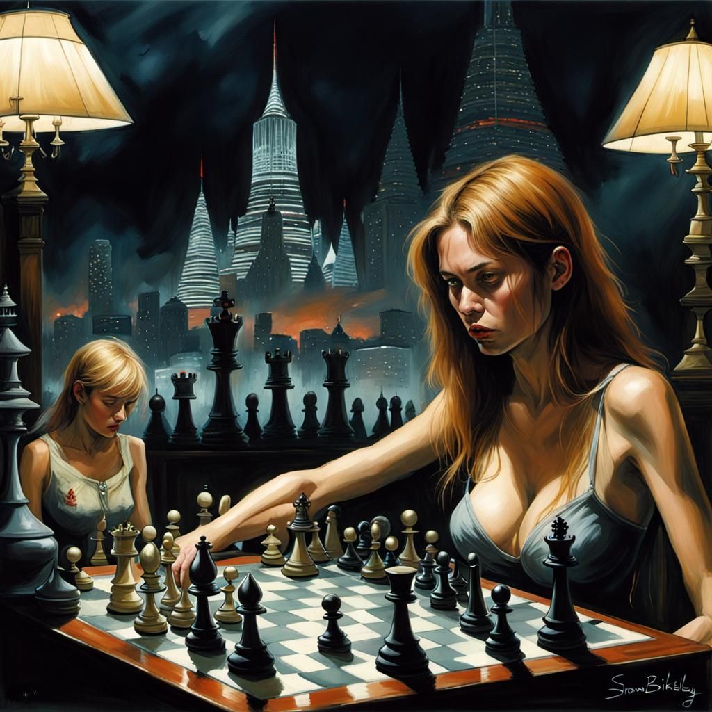 Surreal Chess Game in Bangkok, Simon Bisley Comic Art