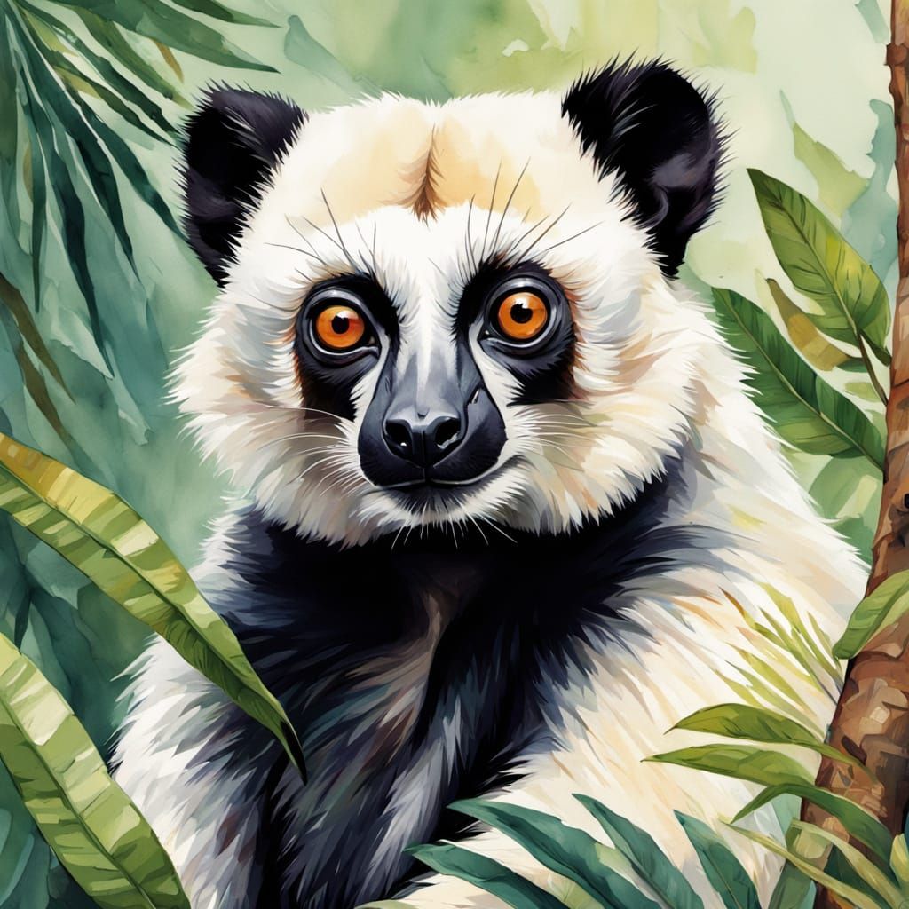 Vibrant Watercolor Primate Masterpiece