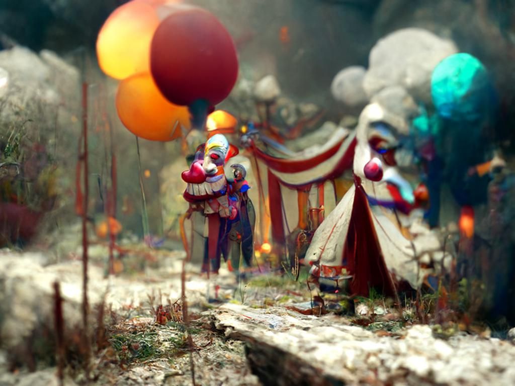 Vintage Circus Clowns Performing Under the Big Top
