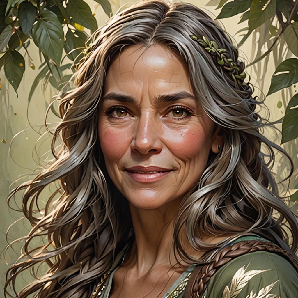 Beautiful Woman Portrait in Art Nouveau Style