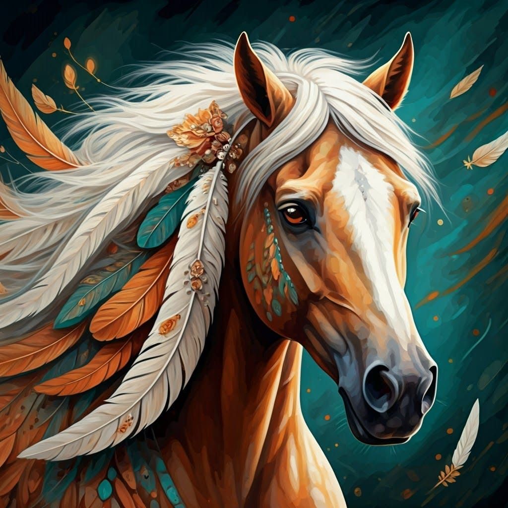 Majestic Horse Head with Abstract Expressionist Elements