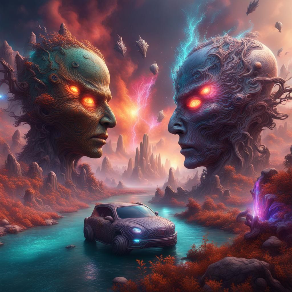 Fantastical Collision of Forces in Detailed Matte Painting