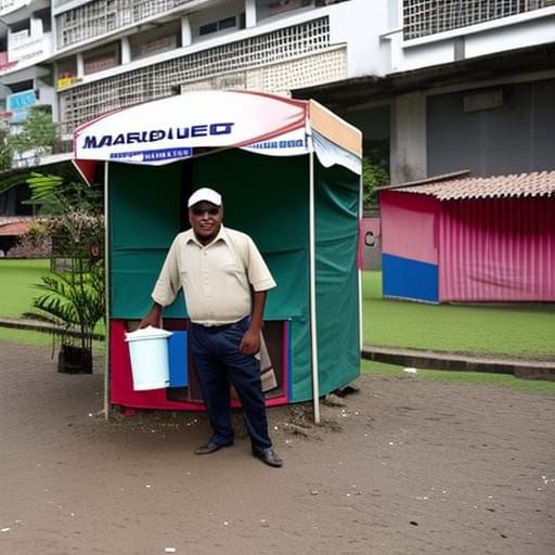 Smiling Maduro Look-Alike in Caracas Garden Booth