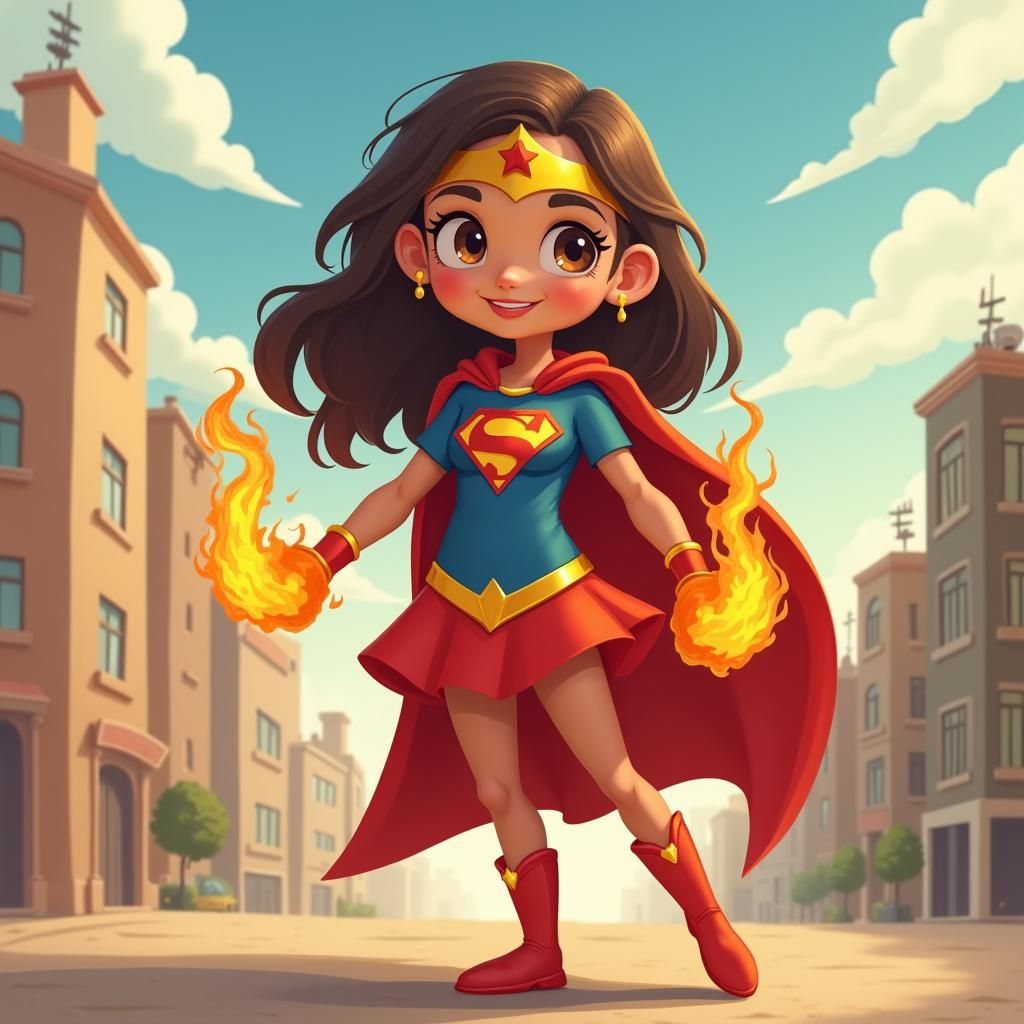 Fiery Redhead Superhero Girl Concept Art