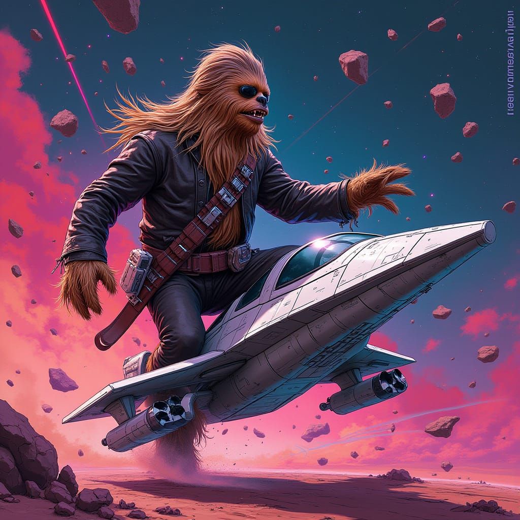 Chewbacca in High-Speed Space Crash