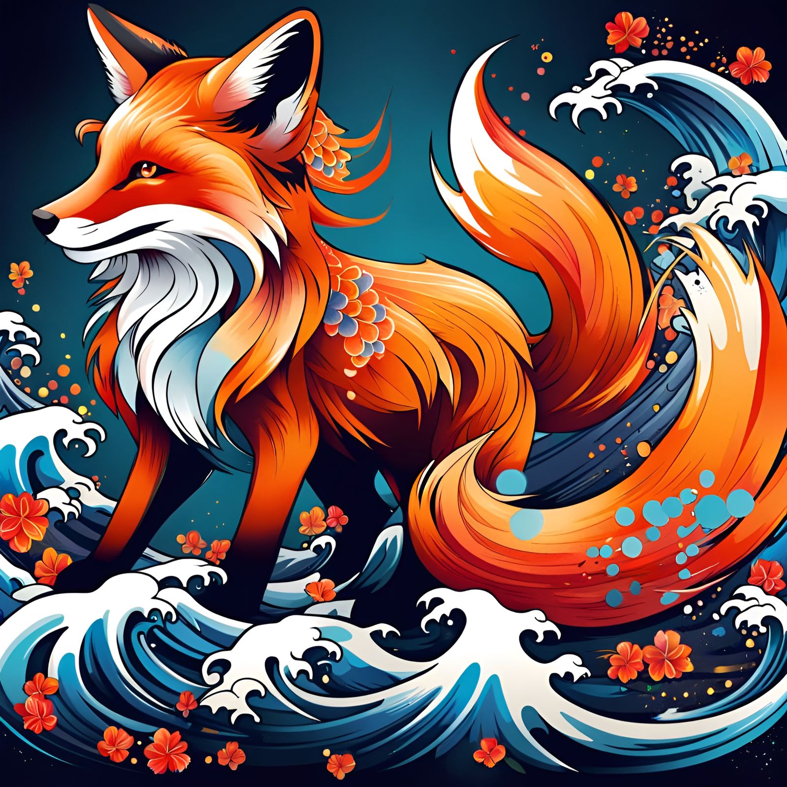 Fox Tattoo Design in Neo Traditional Style