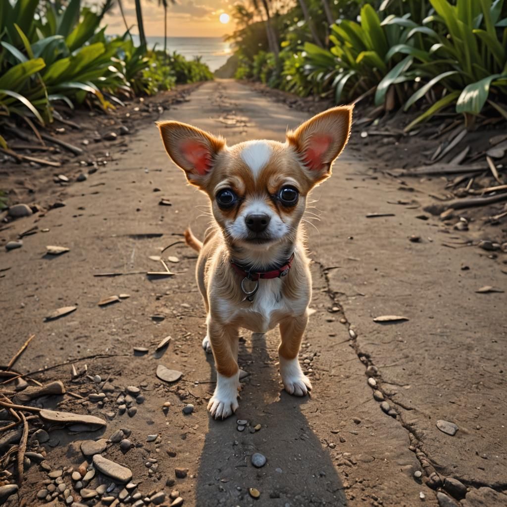 Adorable Chihuahua Puppy's Tropical Island Adventure