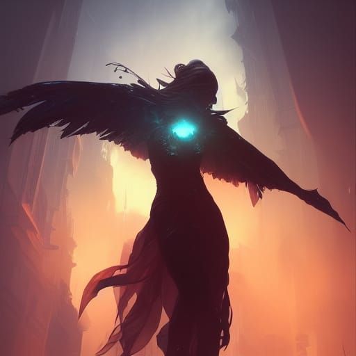 Fallen Dark Angel Concept Art in 8k