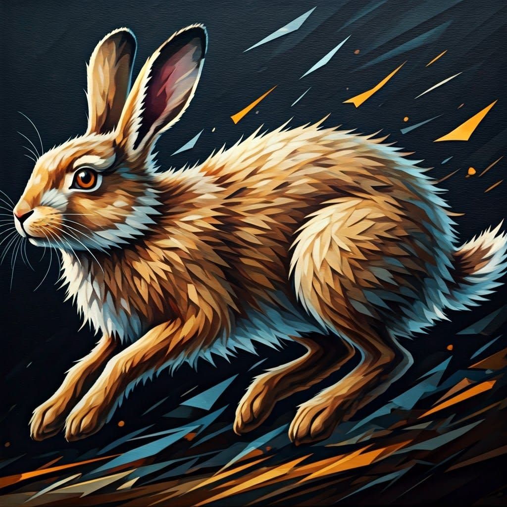 Abstract Rabbit in Motion with Jagged Lines Conveys Exciteme...