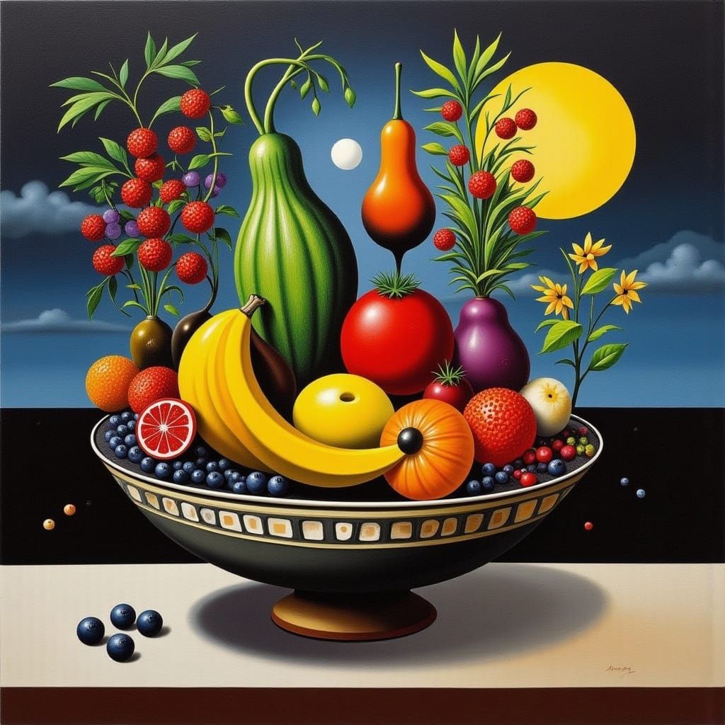 Surreal Abstract Still Life of Fruit Bowl
