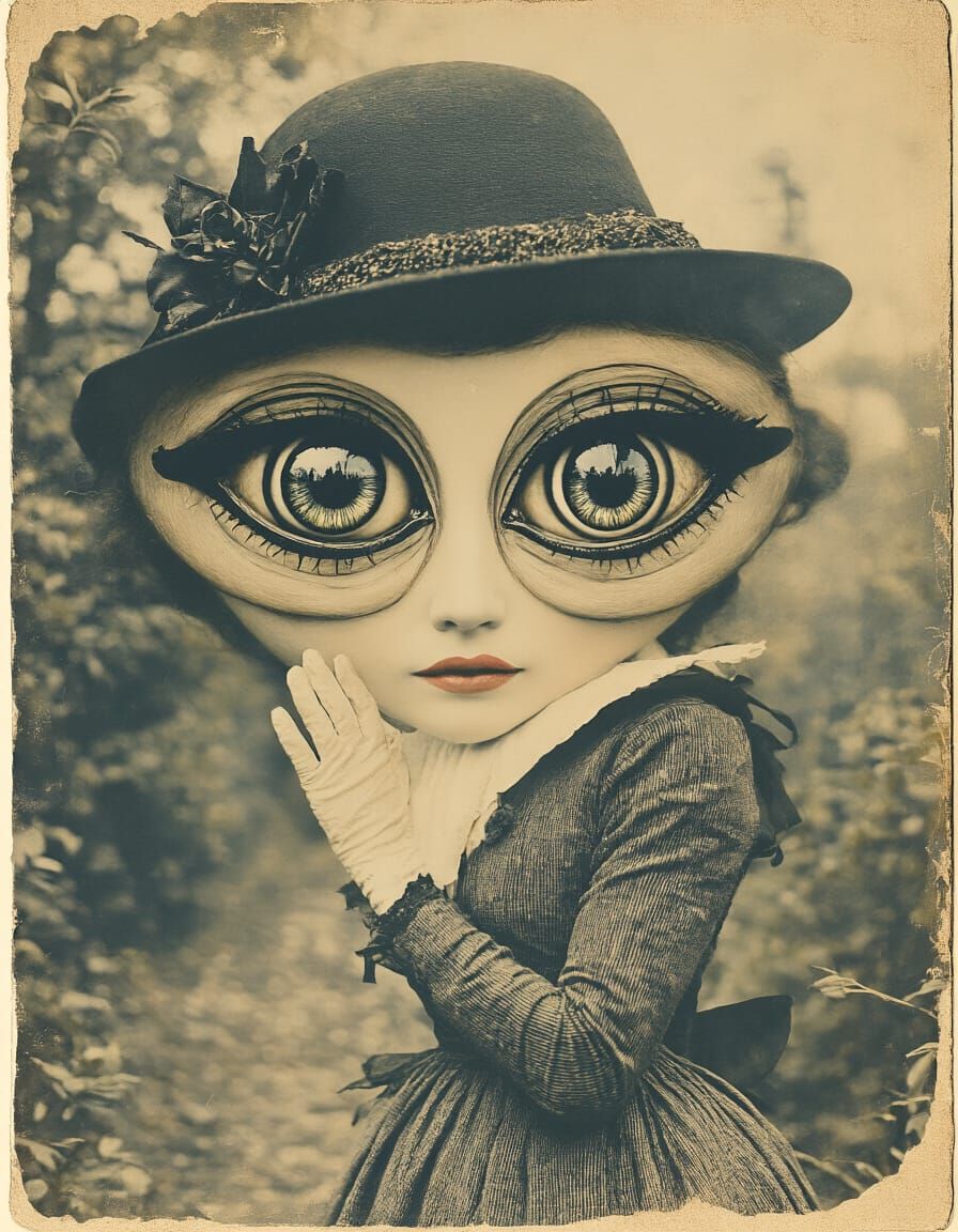 Surreal Art Nouveau Portrait of Whimsical Woman