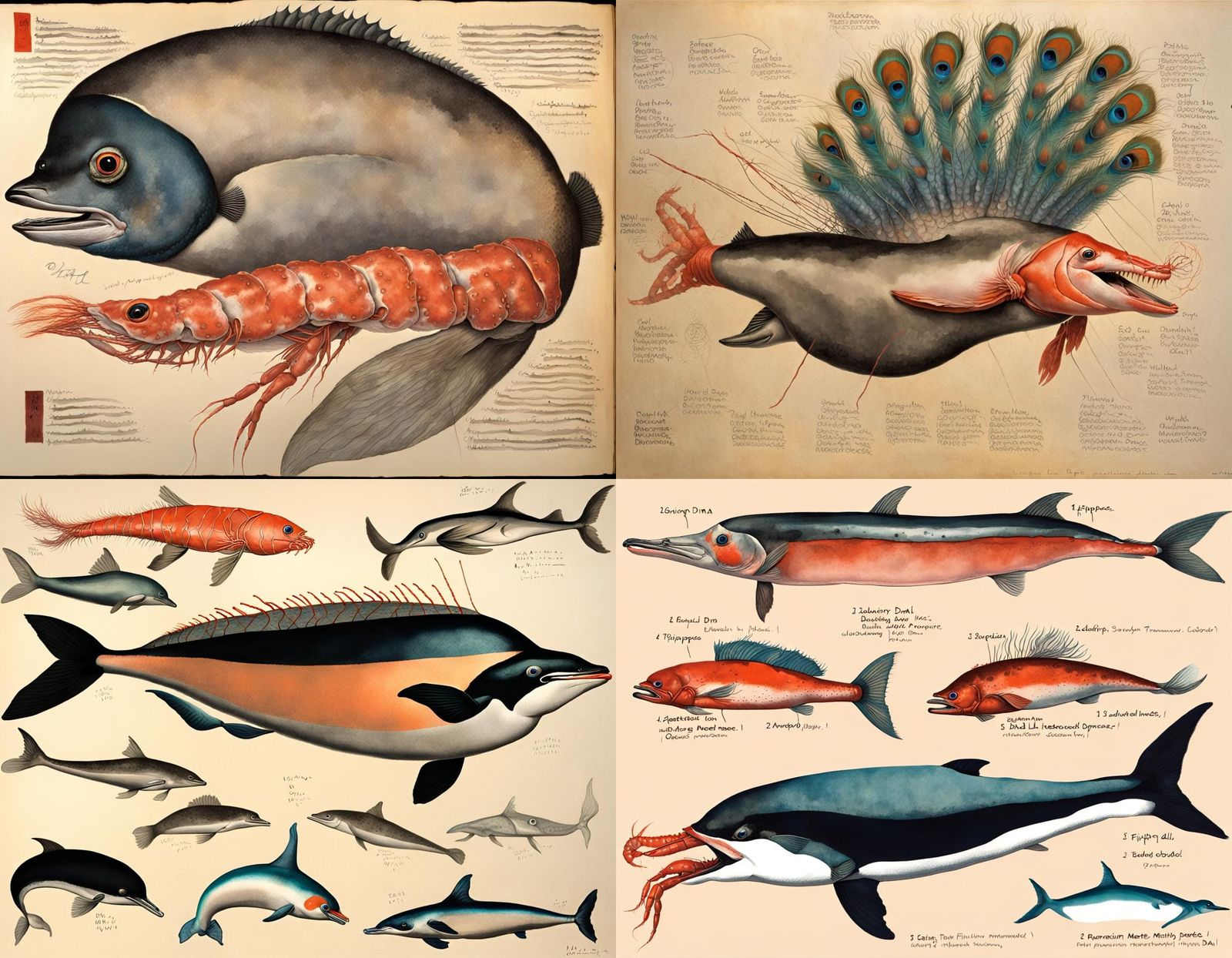 Monstrous Hybrid Ocean Horror Inspired by Tapies and Dali