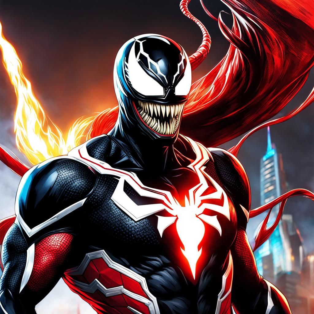 Venom as Ultraman: Hyperrealistic Splash Art