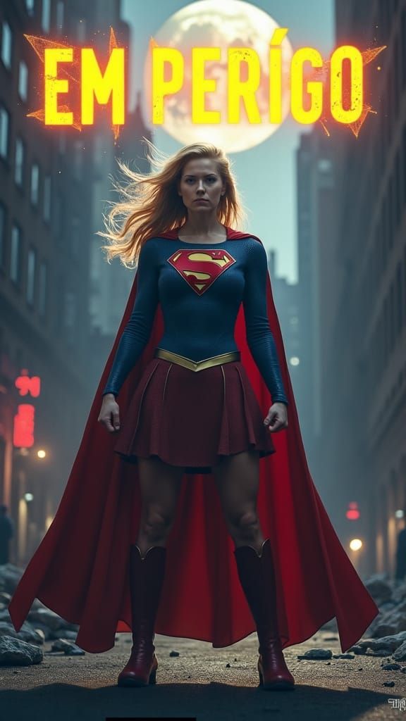Supergirl in Peril: A Cinematic Superhero Scene
