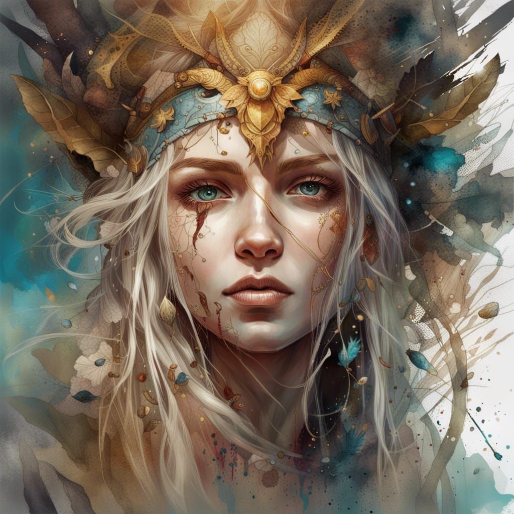 Portrait of Beautiful Norse Goddess in Digital Art