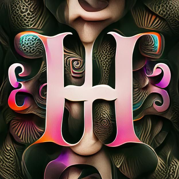 Psychedelic Gothic Letter H Typography by Moscoso