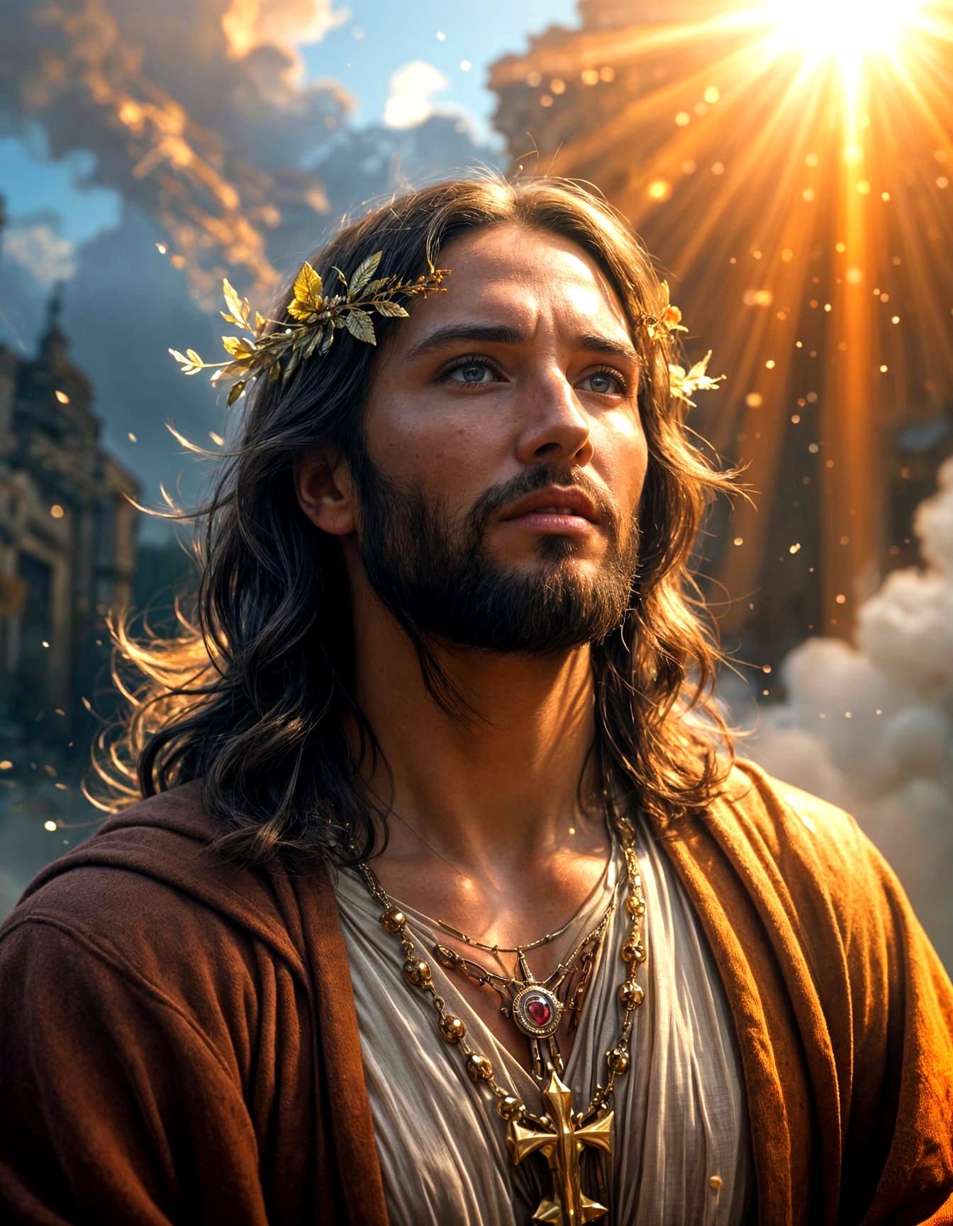 Hyper-Realistic Divine Portrait in Vibrant Colors