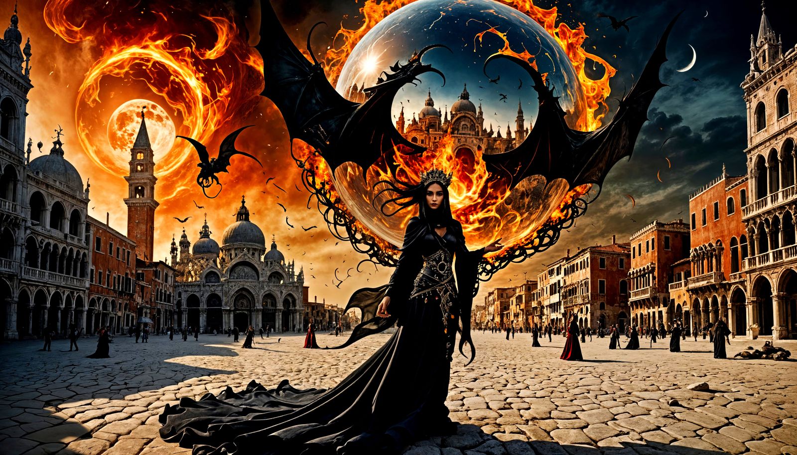 Surreal Venice Fire Desert: Dadaistic Gothic Photo