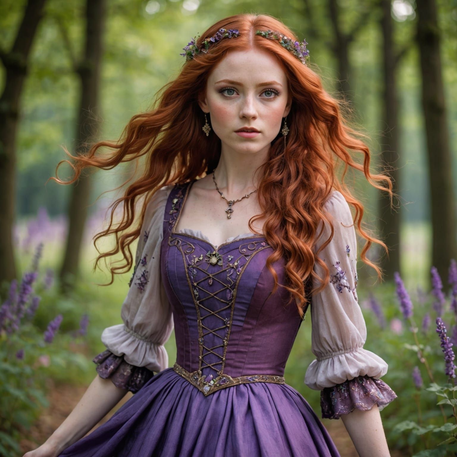 Red-Haired Woman with Whimsical Aura