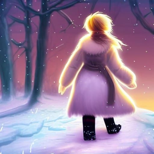 Teenage Girl in Winter Wonderland Concept Art