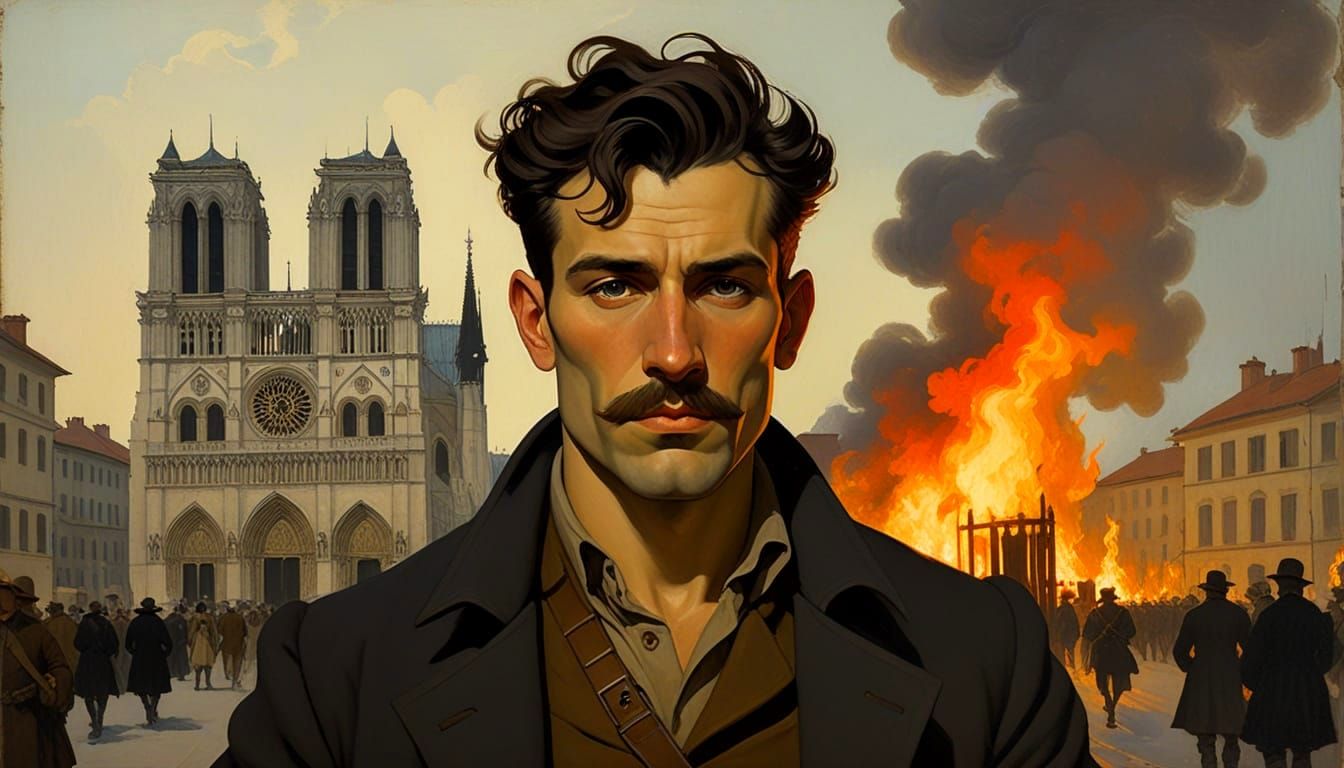 Italian Partisan Leader Before Burning Cathedral in Post-Imp...