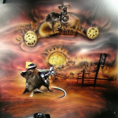 Steampunk Cowboy Rat Rodder: Airbrush Art