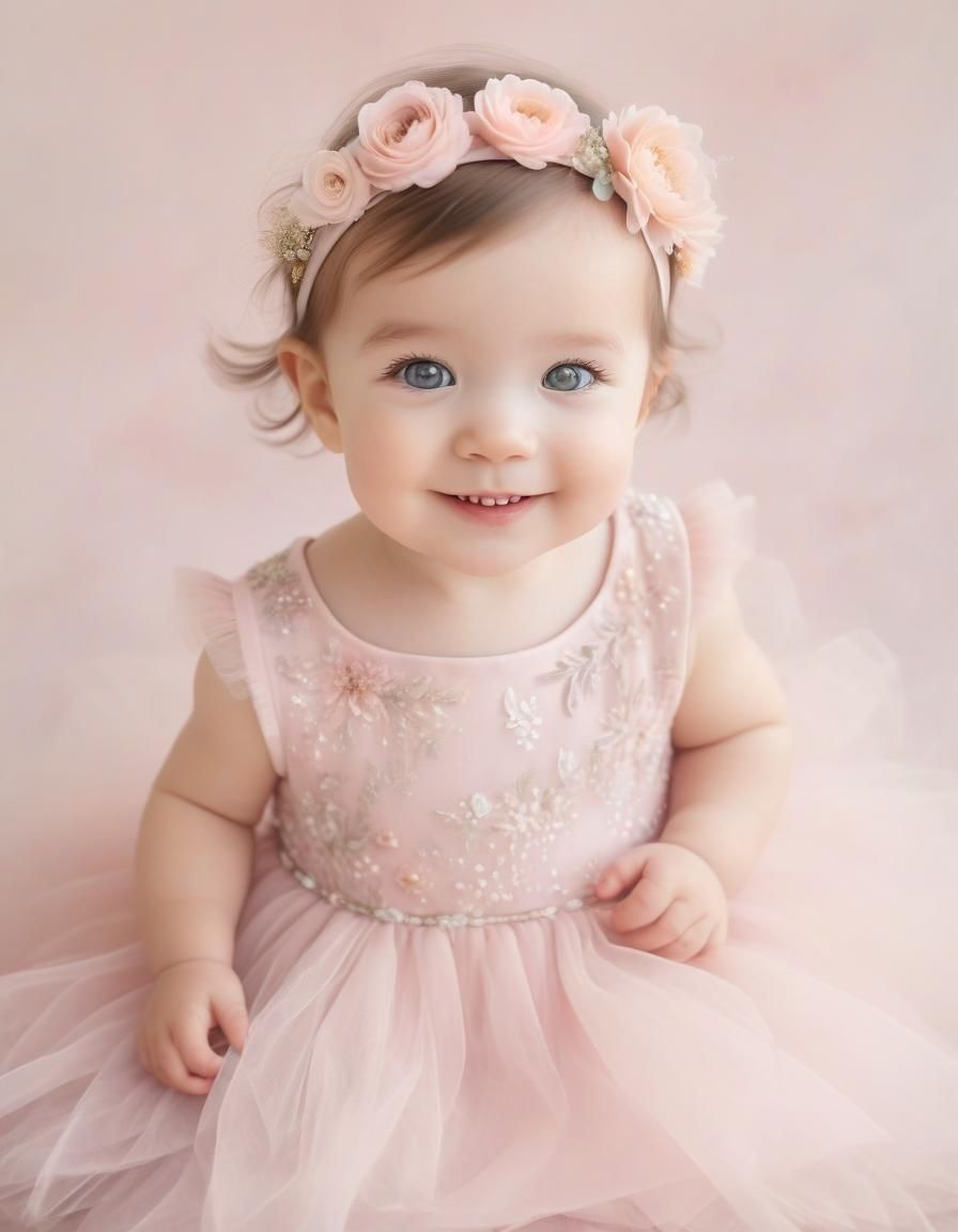 Adorable Toddler in Pink Tulle Dress Portrait