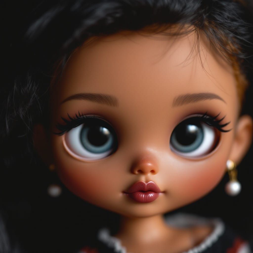 Olive-Toned Blythe Doll with Cyberpunk Beauty
