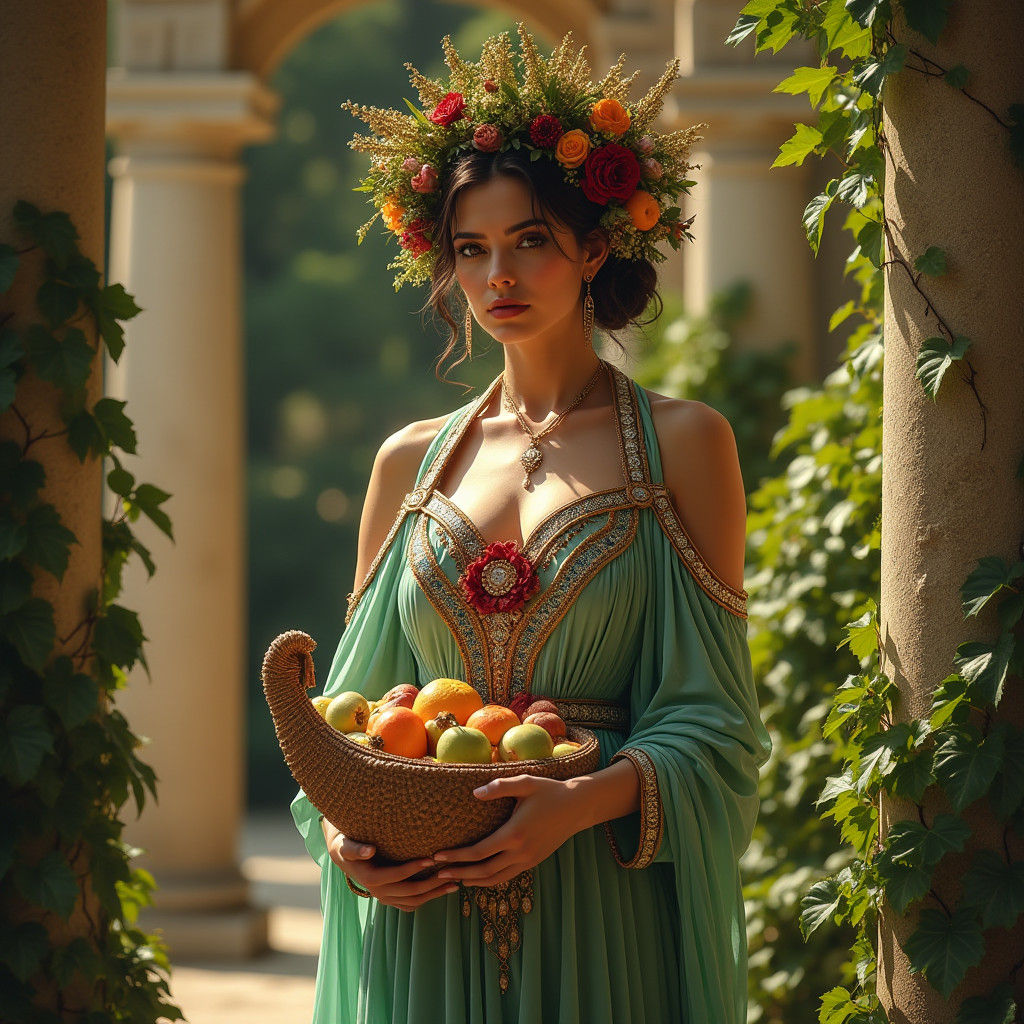 Gallo-Roman Goddess Rosmerta with Cornucopia in Art Nouveau ...