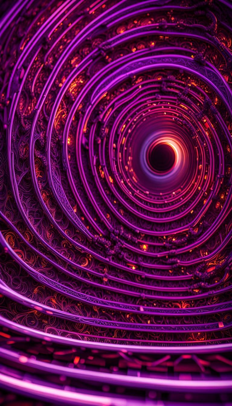 Radiant Neon Interference Patterns in Psychedelic Spheres