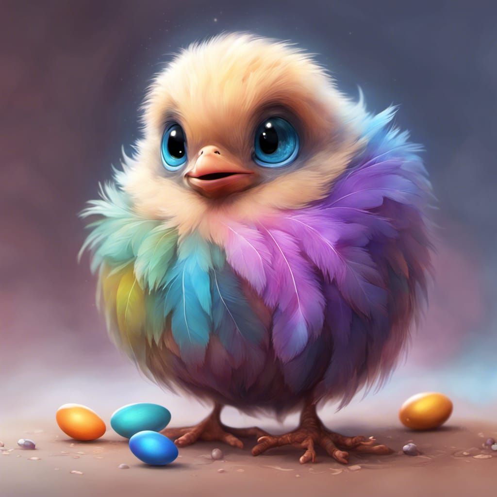 Cute Baby Bird Hatching: Pixar-Style Digital Art