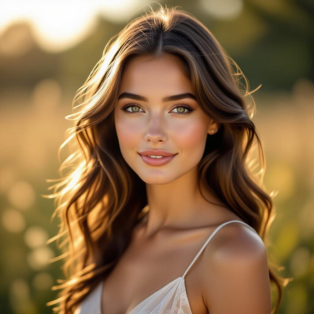 Elegant Portrait of a Woman in Golden Light