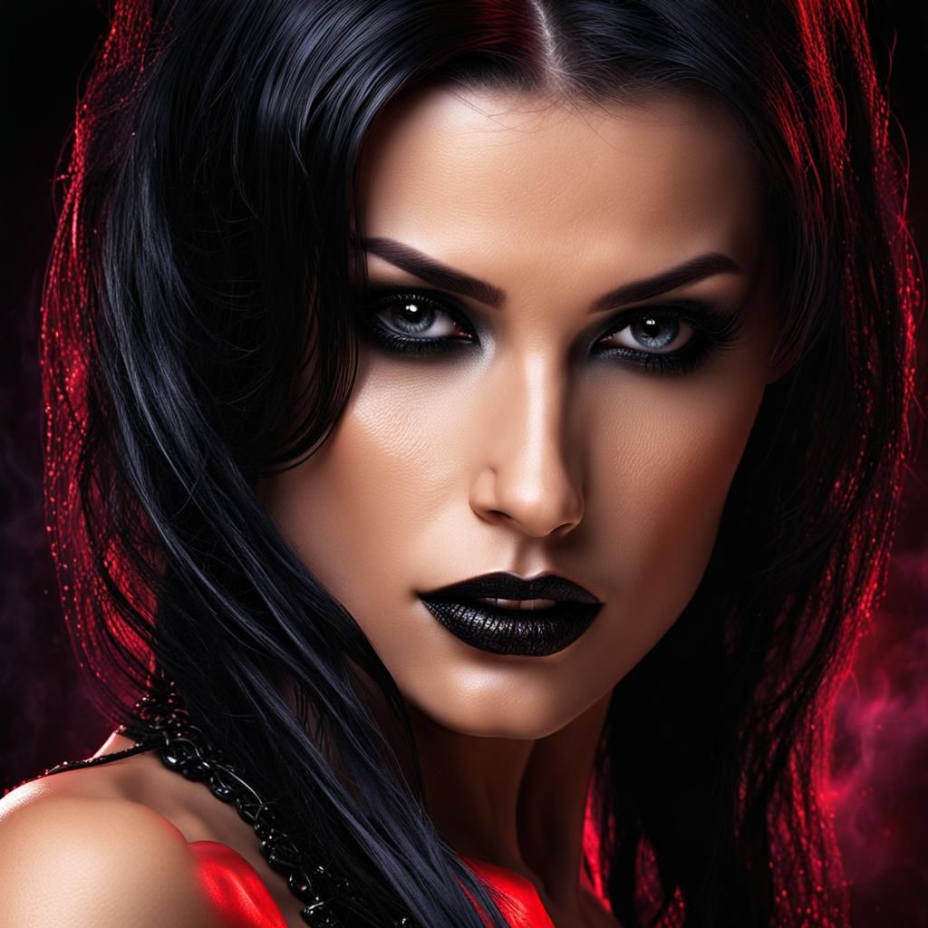 Sensual Goth Woman in Cinematic Lighting