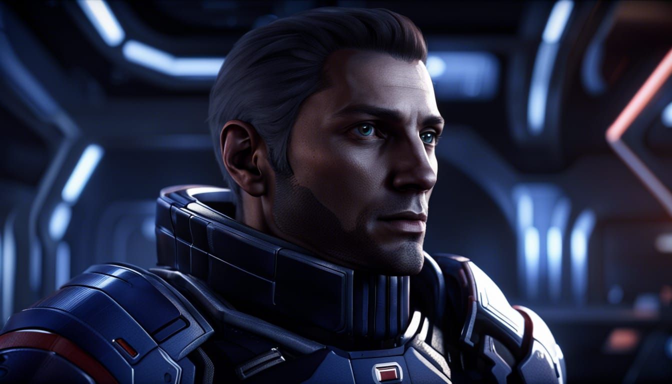 John Shepard in Mass Effect Sci-Fi Detail