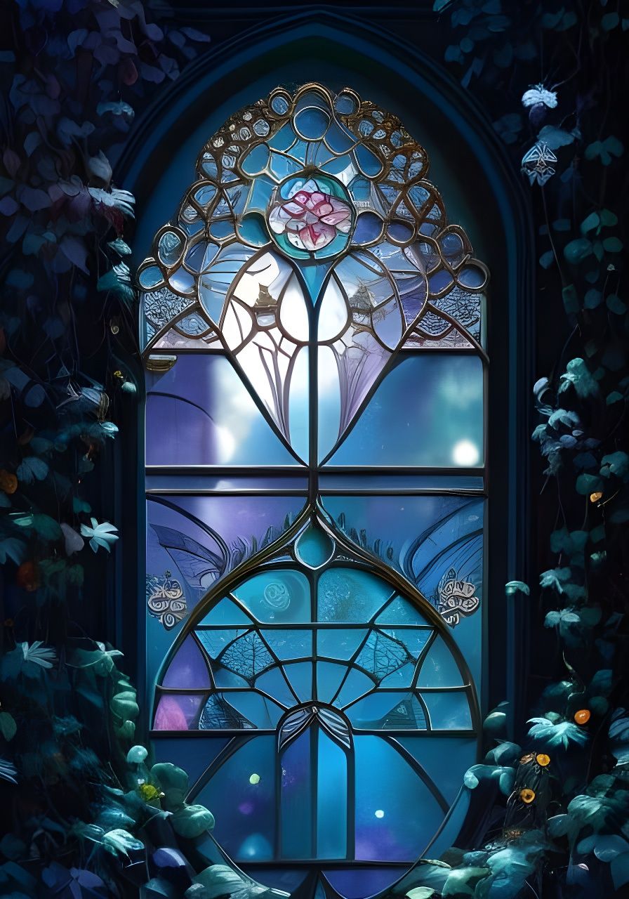 Luminous Fantasy Window in Digital Art Style