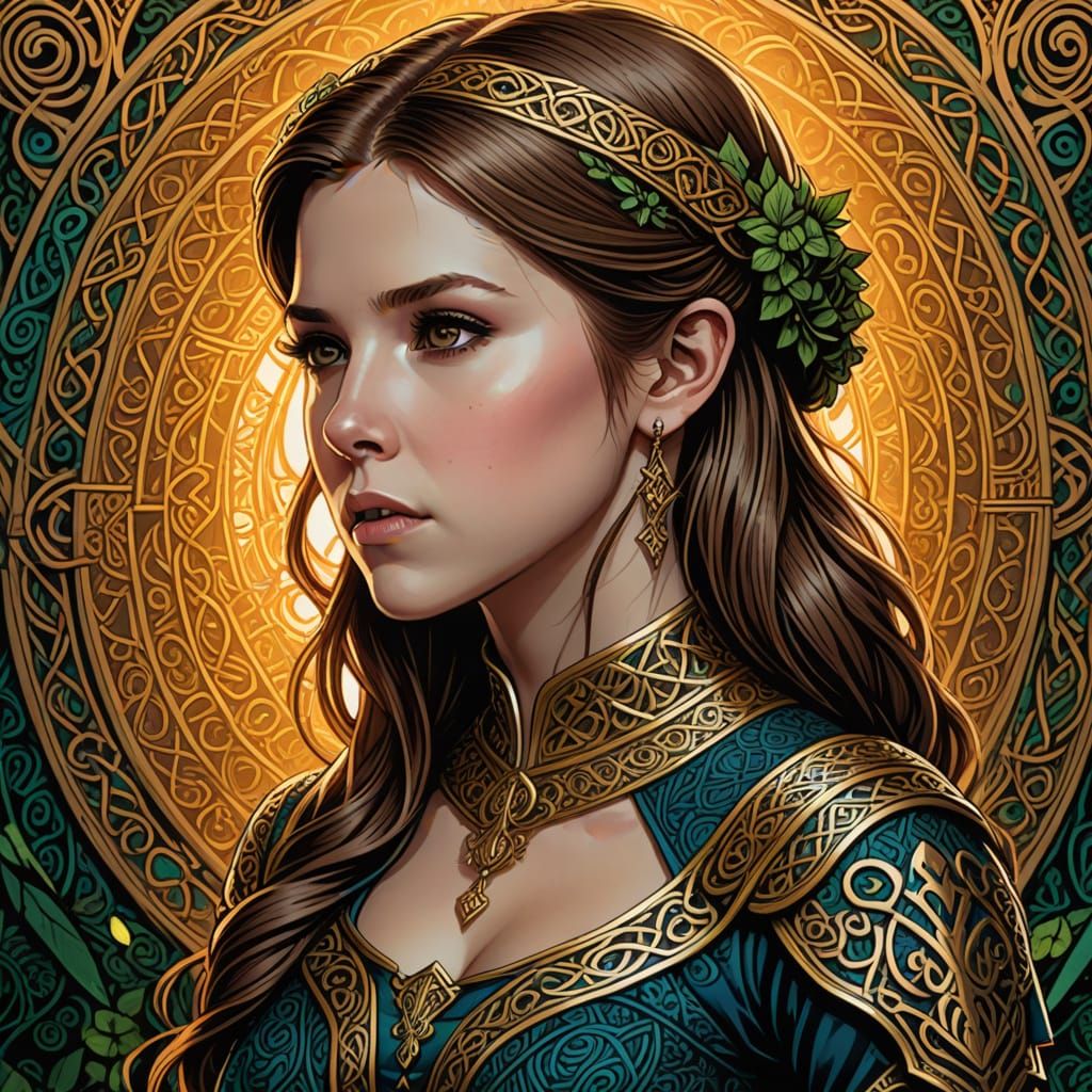 Celtic Dress Comic Book Art in Brooks and Mumford Style