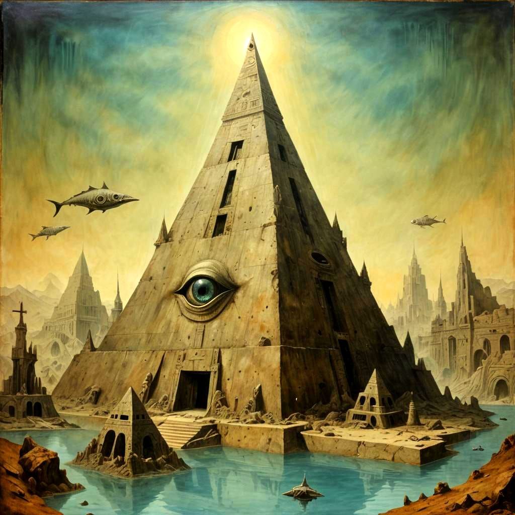 Underwater Cryptid in Brutalist Ruins