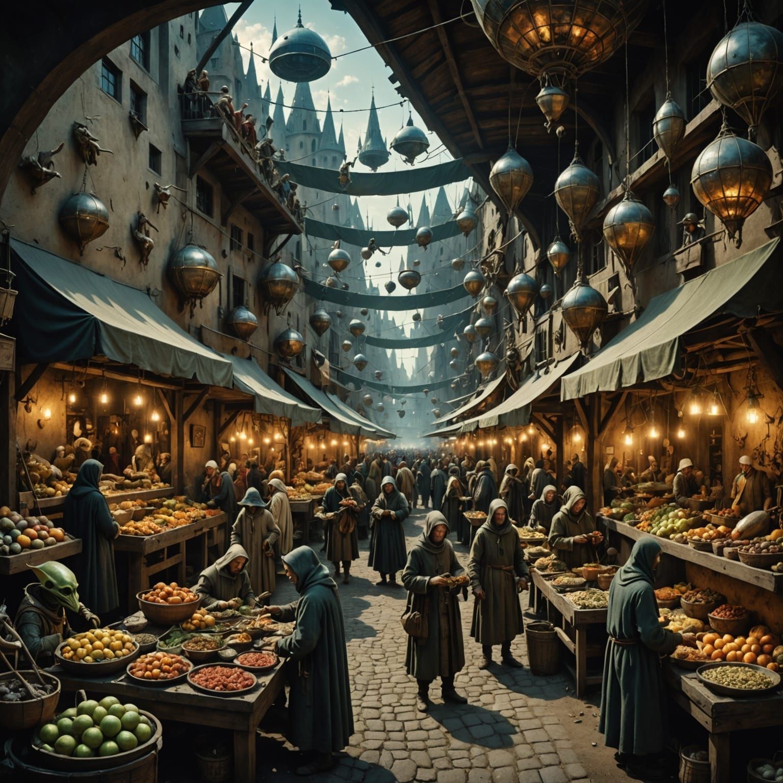 Alien Market in the Style of Hieronymus Bosch