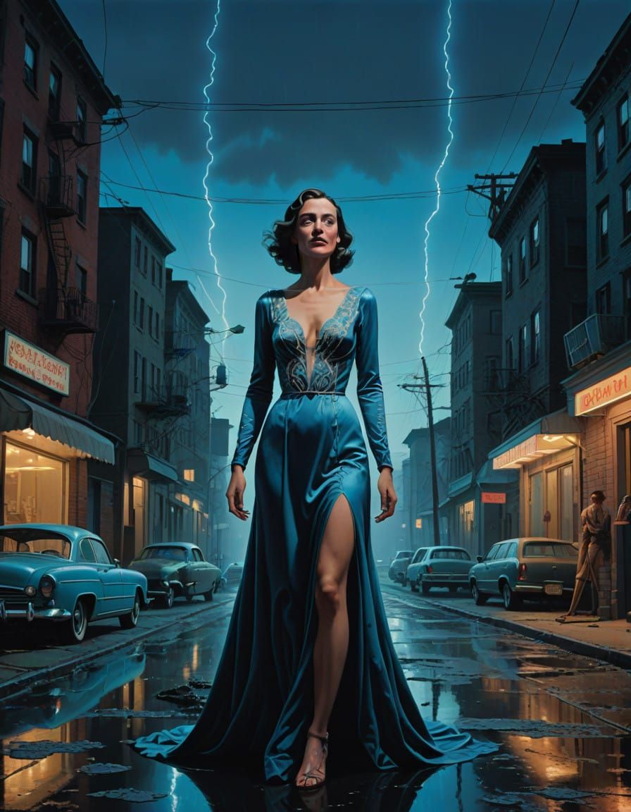 Electric Goddess in Dreamlike Blue Aura