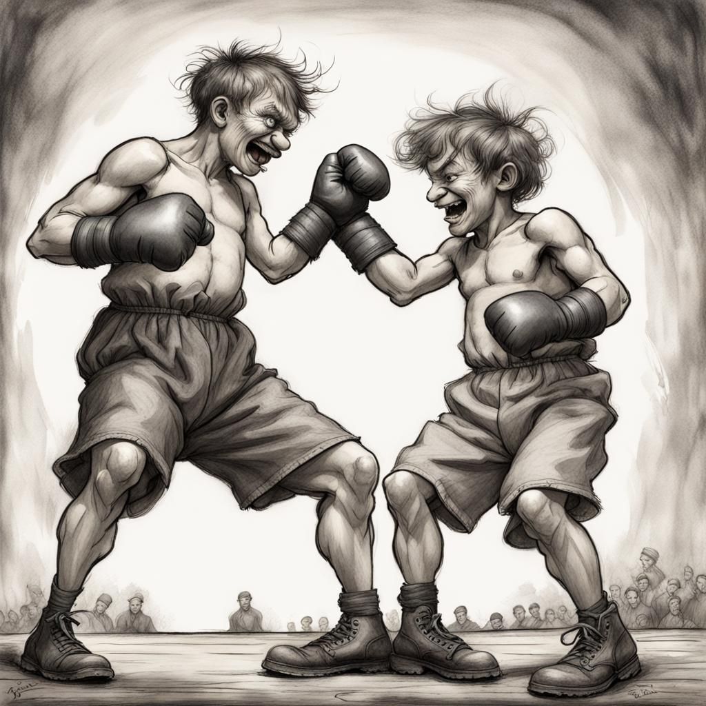 two brothers having a boxing match