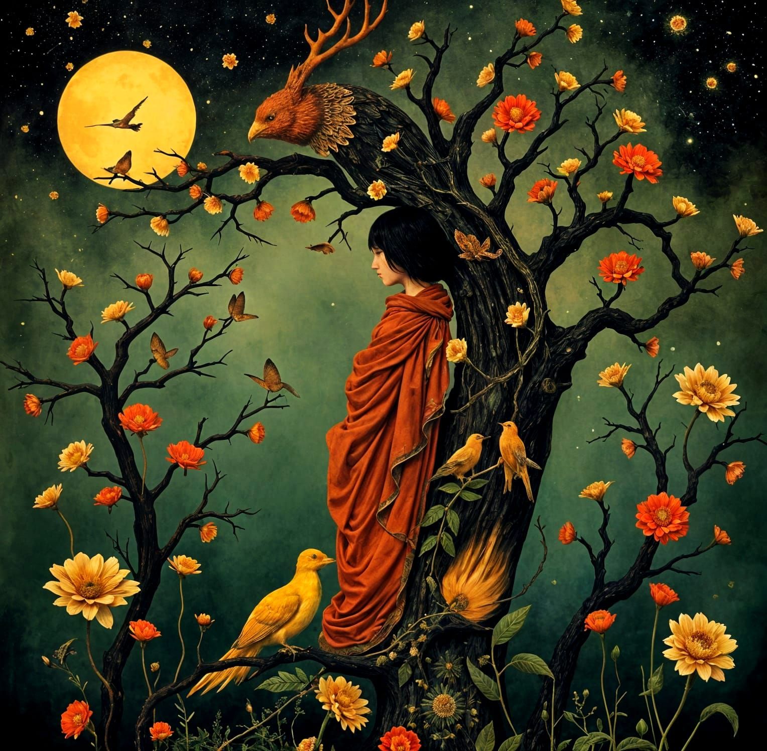 Surreal Fantasy Art in Whimsical Folk Style