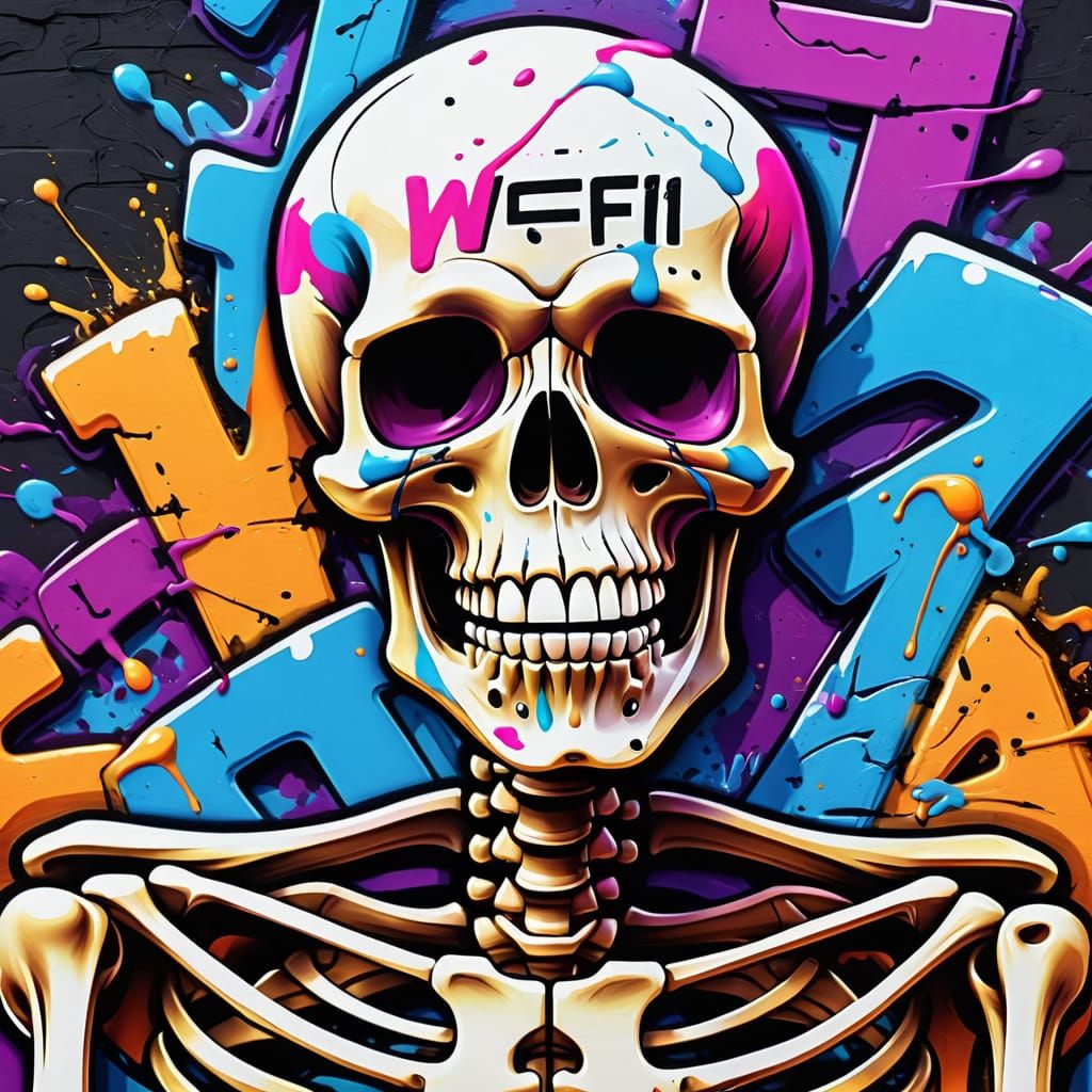 Vibrant Splash Art of Wifi Skeleton in 1944
