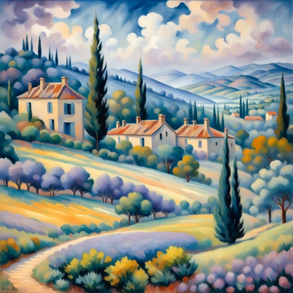 Provençal Landscape in Paul Cezanne Style