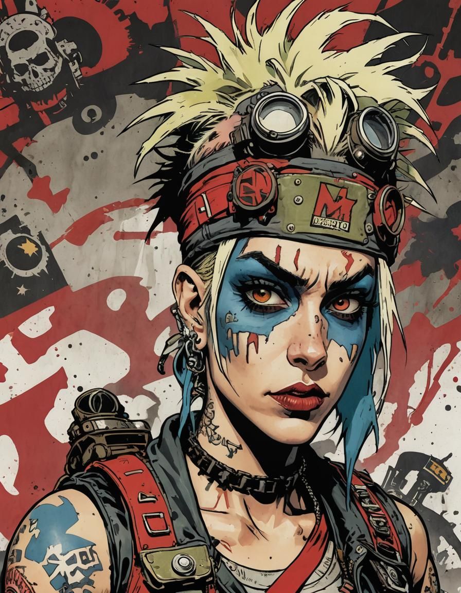 Colour image of Jamie Hewletts Tank Girl
the logo for
 “COMB...