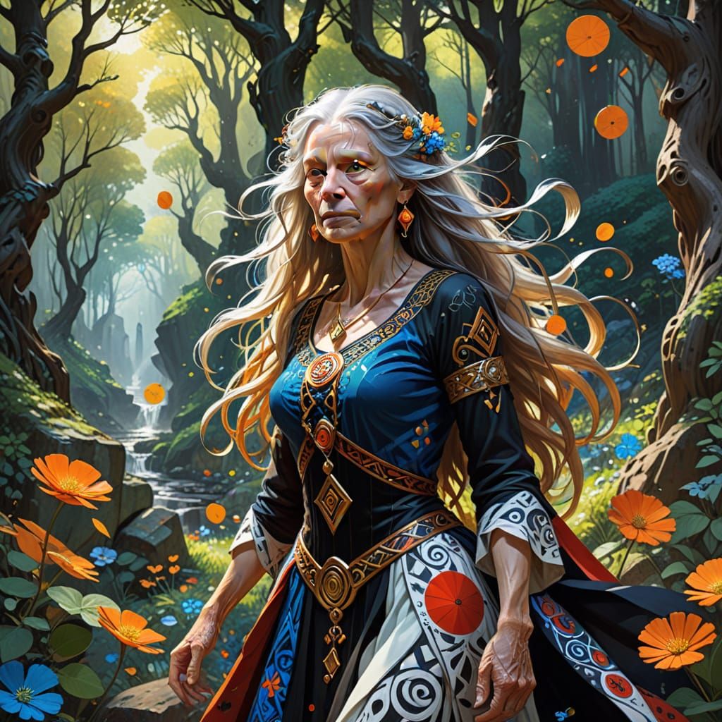 Mystical Love Forest Sage in Vibrant Pop Art