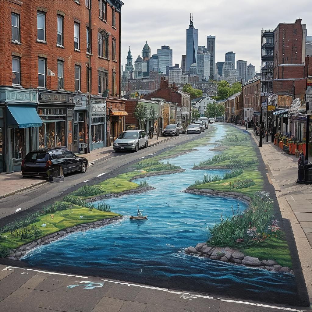 Sesame Street Skyline Chalk Art Illustration