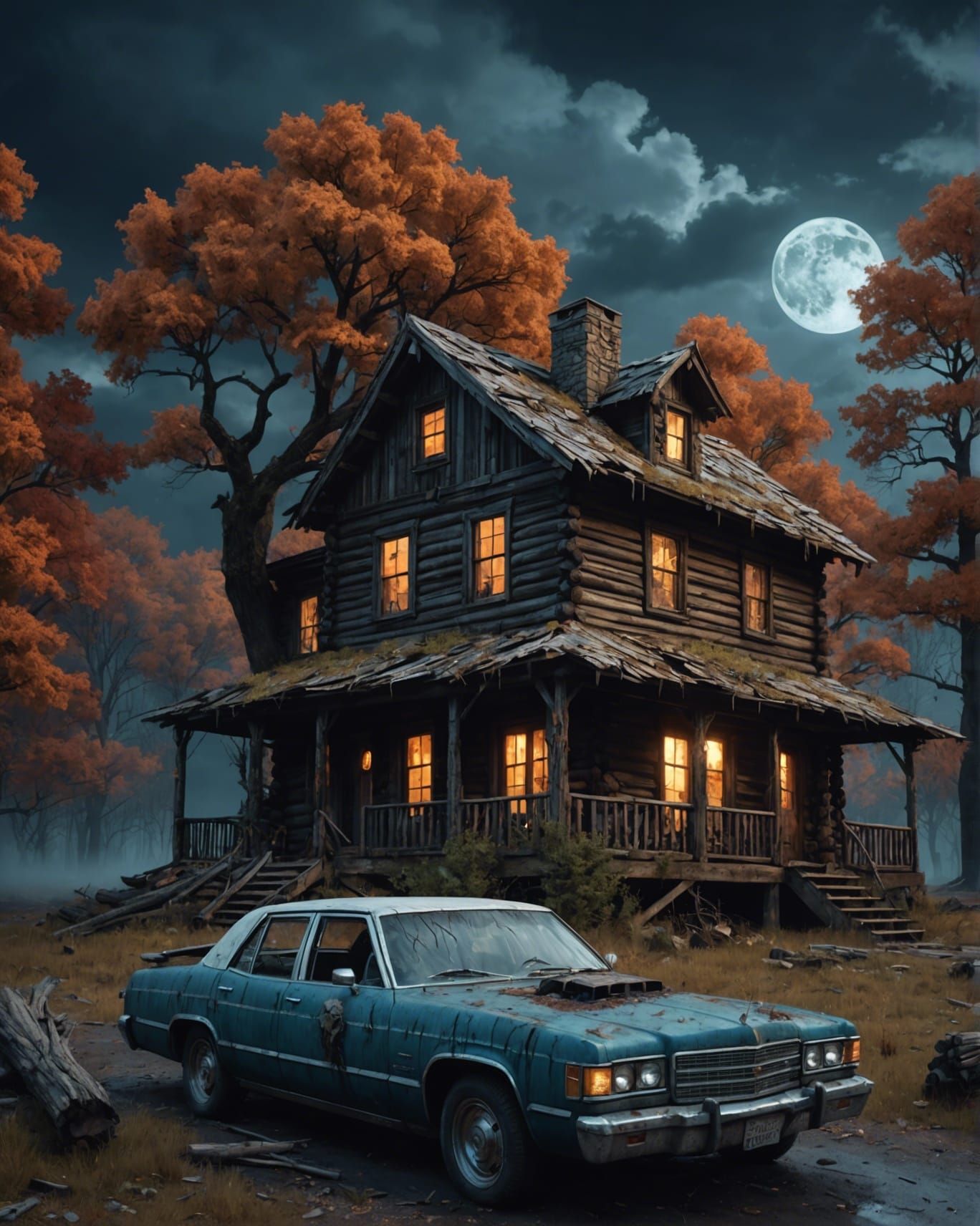 Zombie Cloud Threatens Cabin at Night