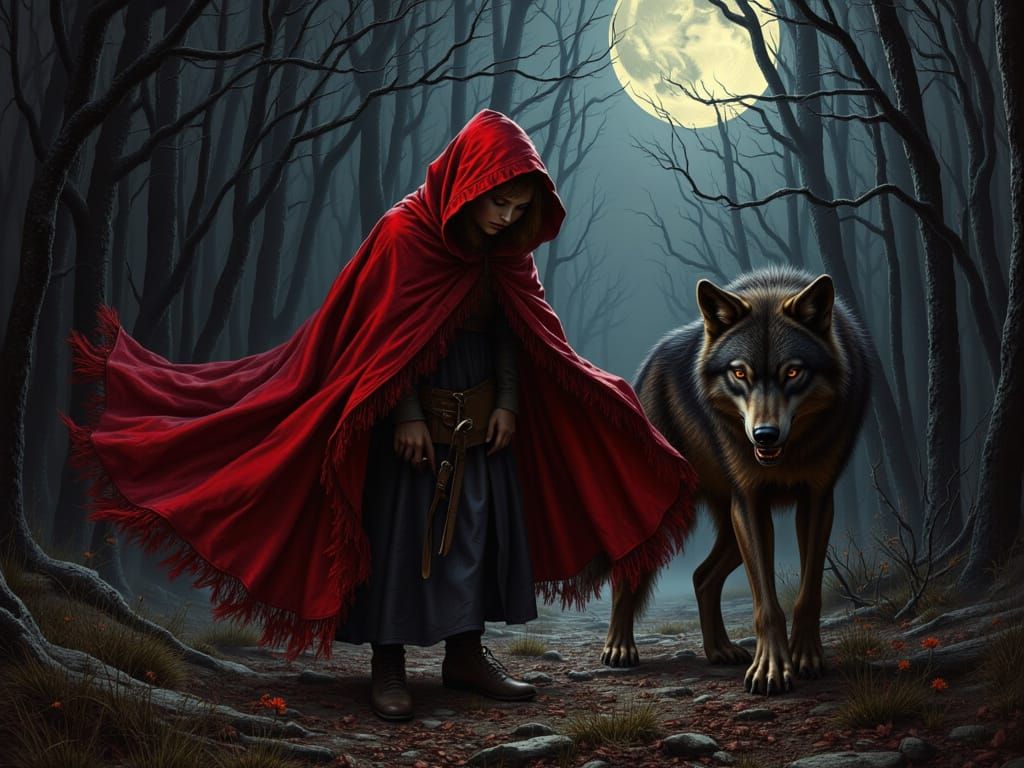 Dark Fairy Tale: Red Riding Hood in Gothic Style
