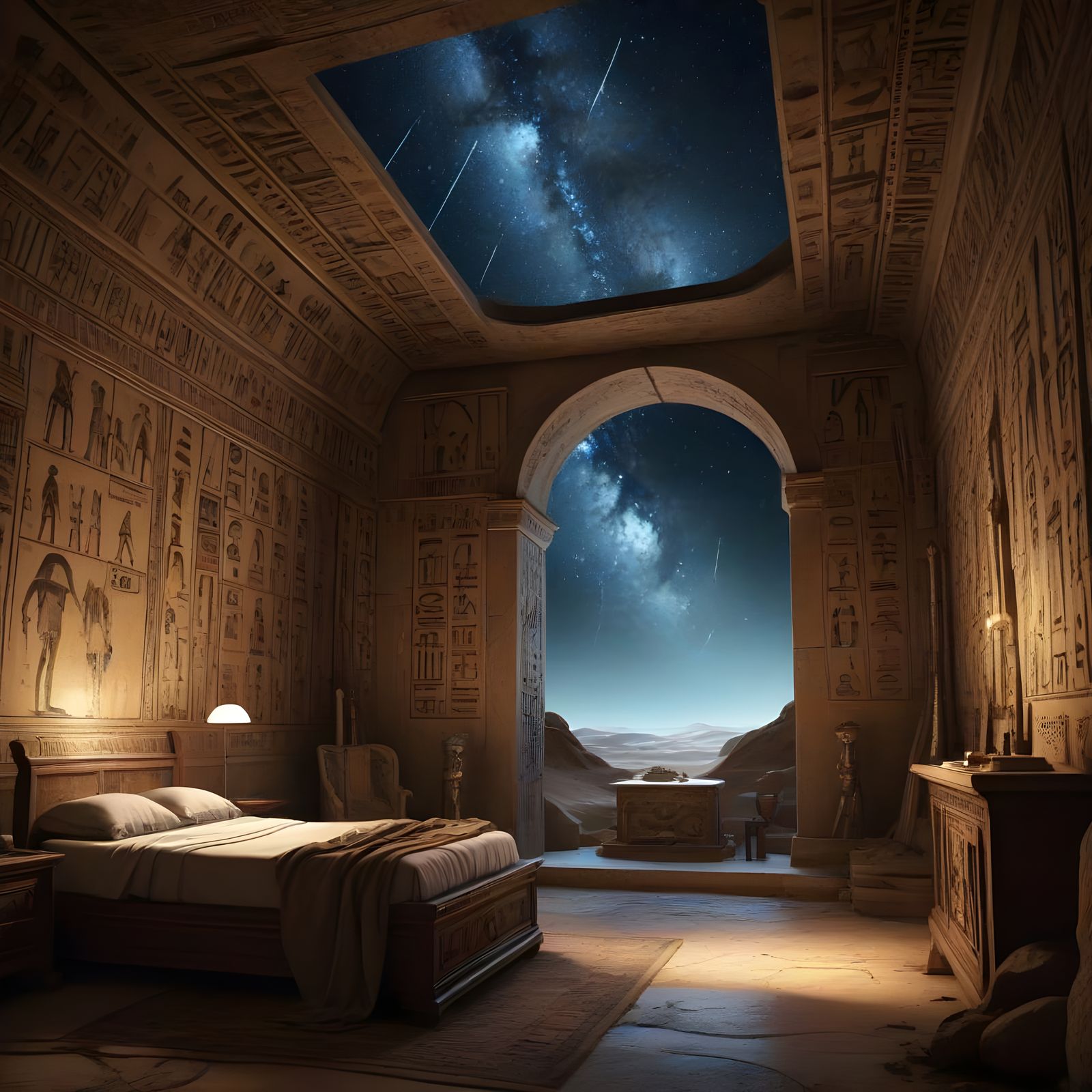 Alien Pharaoh's Tomb with Gothic Touch