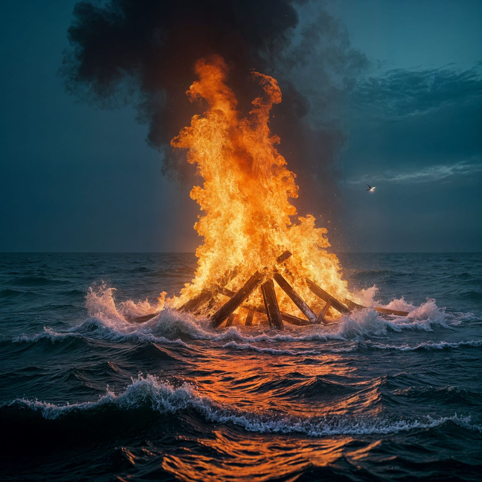 Fire Underwater: An Ethereal Ocean Scene